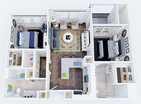 Floor plan for 2 beds, 2 baths, 1010 sqft